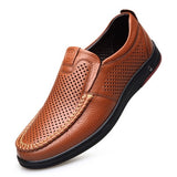 2021 Newly Men's Summer Loafers Shoes Genuine Leather Soft Man Casual Slip-on Cutout Shoes Cowhide Summer Loafers