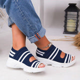 Wedges Summer Platform Slip on Peep Toe Knitted Women's Sandals