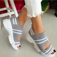 Wedges Summer Platform Slip on Peep Toe Knitted Women's Sandals