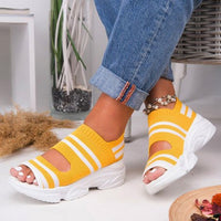 Wedges Summer Platform Slip on Peep Toe Knitted Women's Sandals