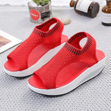 Wedges Summer Platform Slip on Peep Toe Knitted Women's Sandals