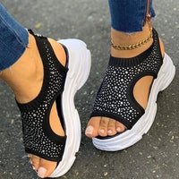 Wedges Summer Platform Slip on Peep Toe Knitted Women's Sandals