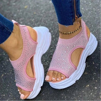 Wedges Summer Platform Slip on Peep Toe Knitted Women's Sandals