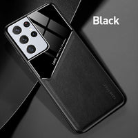 Ultra Silicone Frame Hard PC Plexiglass Leather Texture Phone Covers for Samsung GalaxyS21 Galaxy S21 S 21 Plus