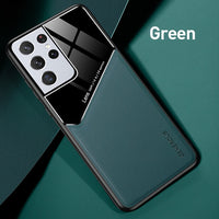 Ultra Silicone Frame Hard PC Plexiglass Leather Texture Phone Covers for Samsung GalaxyS21 Galaxy S21 S 21 Plus