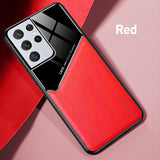 Ultra Silicone Frame Hard PC Plexiglass Leather Texture Phone Covers for Samsung GalaxyS21 Galaxy S21 S 21 Plus