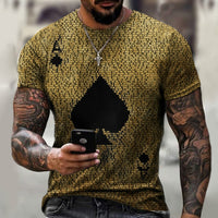 Men's Spades A Couples 3D Creative Character Casual Shirt Plus Size Short-Sleeved T-Shirt