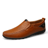 Slip On Men's Flats Breathable Male Driving Shoes Leather Loafers